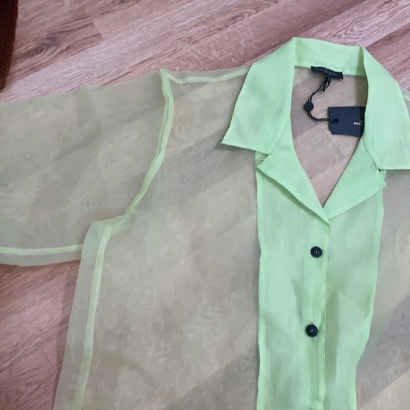 Rag and Bone / NWT  Reed viscose neon green camp oversized shirt large L - Picture 6 of 6